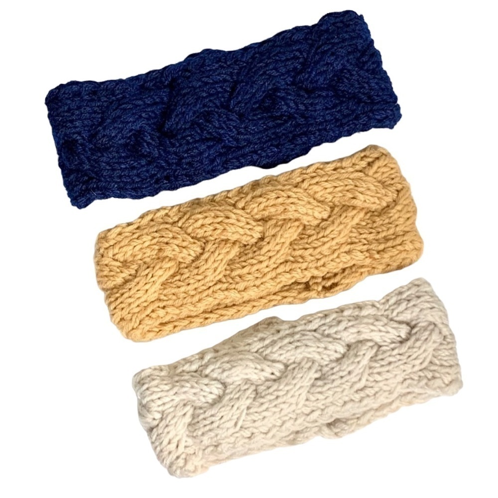 Boutique Knit Head Wraps Navy/Ivory/Tan OS